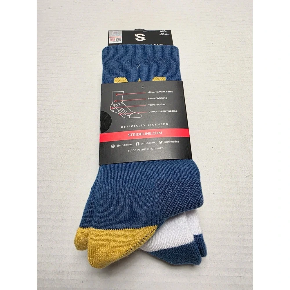 West Virginia Mountaineers WVU 2 Pairs Of Crew Socks Strideline M/L All Sports